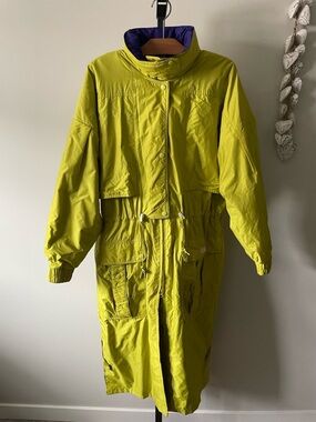 90s Vintage Jones Vancouver Canada Longline Parka Jacket Lime Green Retro Ski
